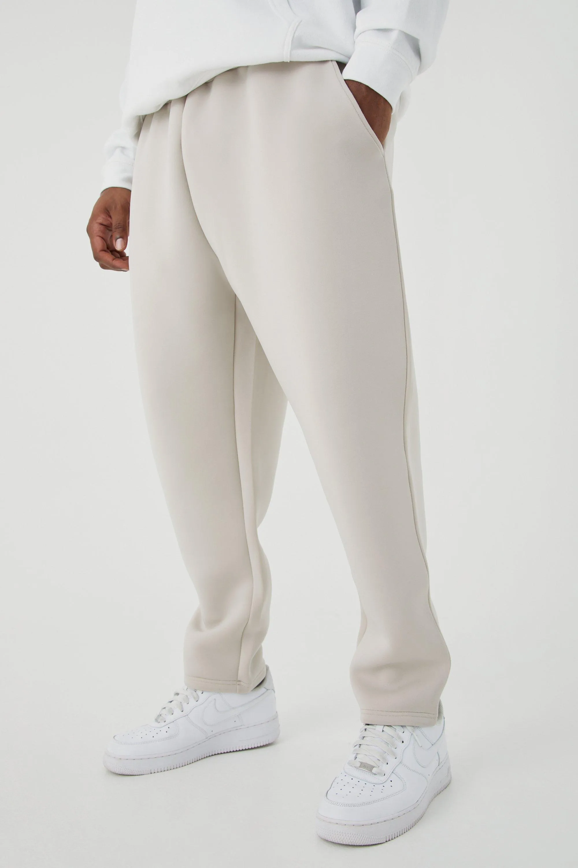 Plus Slim Tapered Cropped Bonded Scuba Jogger | boohooMAN UK